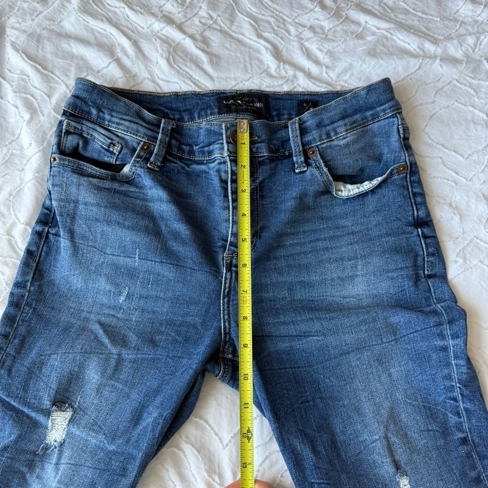 Lucky Brand Brooke Leggings Dark Blue Skinny Jeans Dark Wash Ankle Distressed - Picture 5 of 11